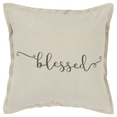 Gray Taupe Canvas Blessed Throw Pillow